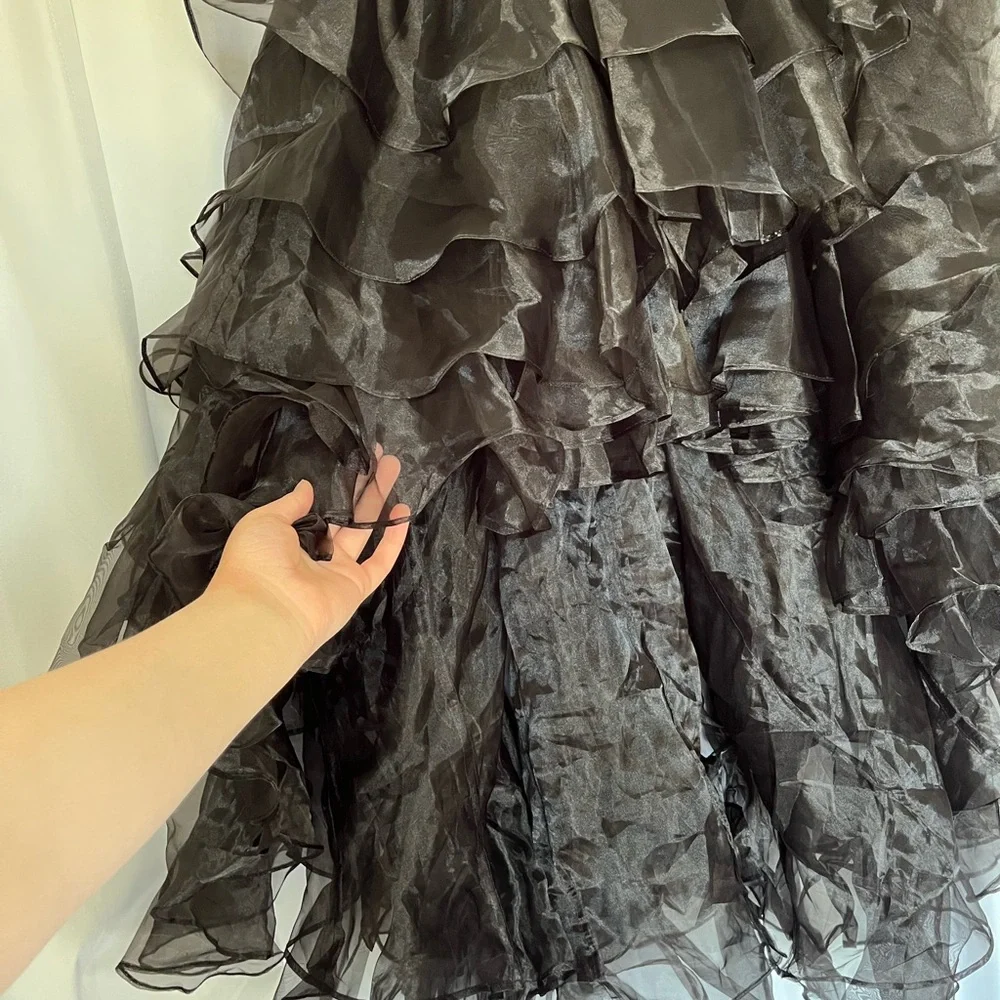 BRAND NEW Etsy Organza High Low Black Ruffled Skirt - Picture 2 of 3